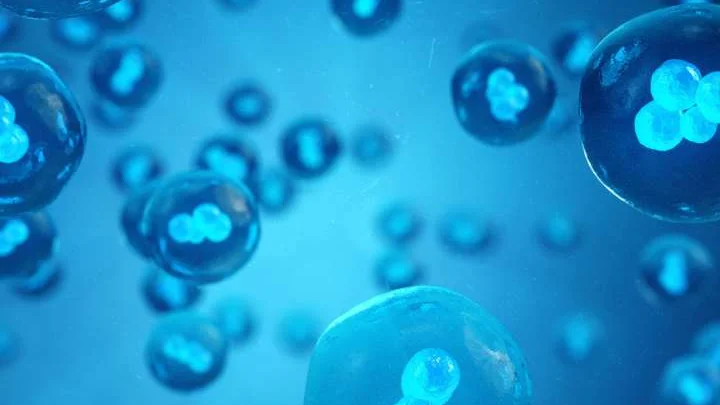 Cells 3D blue illustration