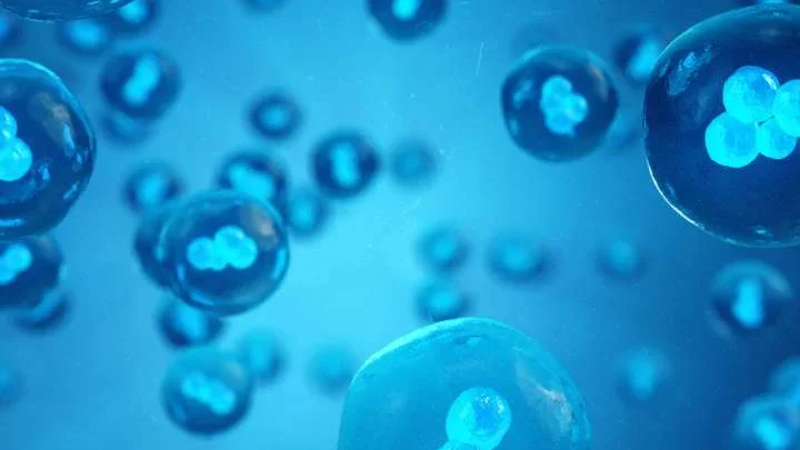 Cells 3D blue illustration
