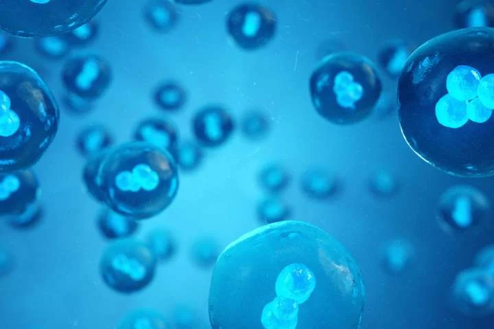 Cells 3D blue illustration